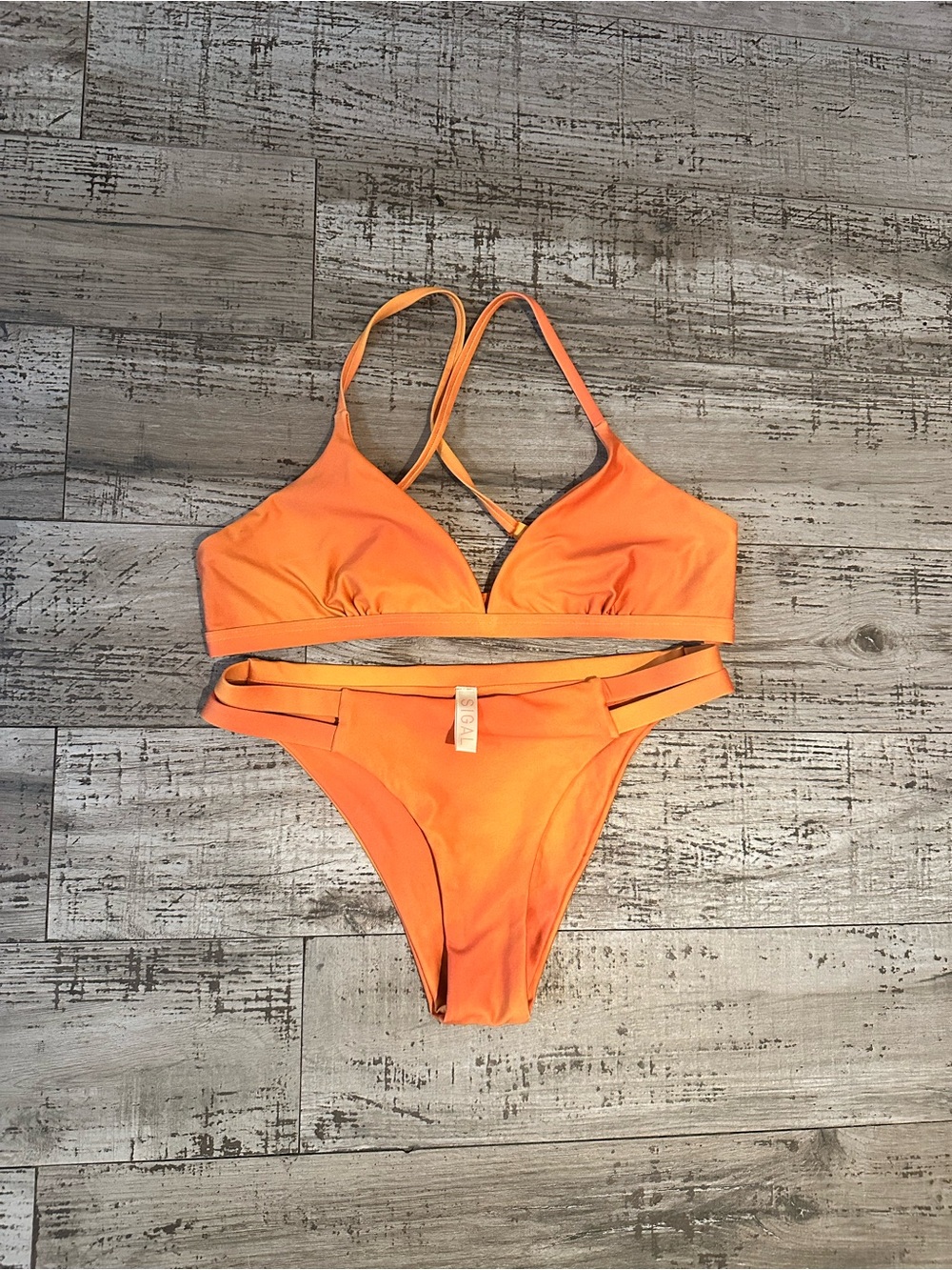 SIGAL Orange Strappy Women's Bikini Set
